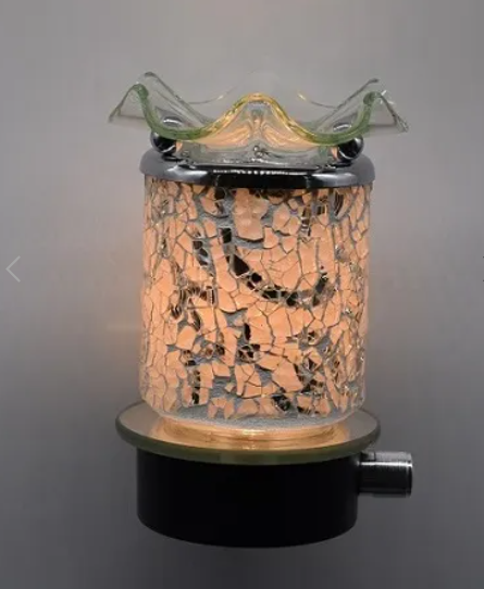Wall Plug-In Oil Warmer: W-6126 Crackle Glass