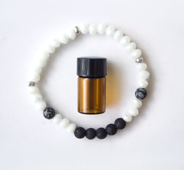 Diffuser Bracelet: Crystals with Snowflake Obsidian