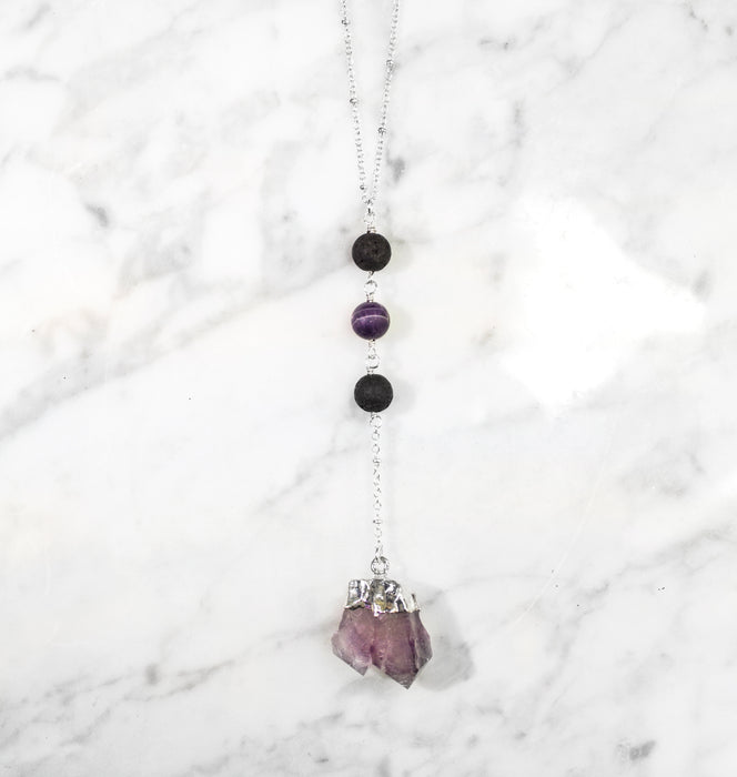 Diffuser Necklace: Raw Amethyst Necklace